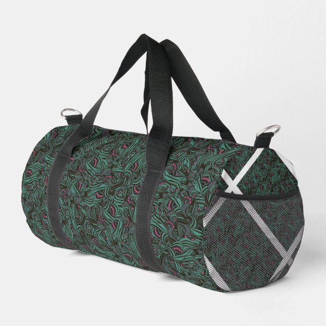 Sac De Sport motif floral vert et noir (Coin droit)