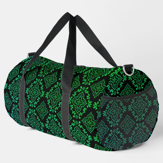 Sac De Sport Motif géométrique vert / Impression indienne (Coin droit)