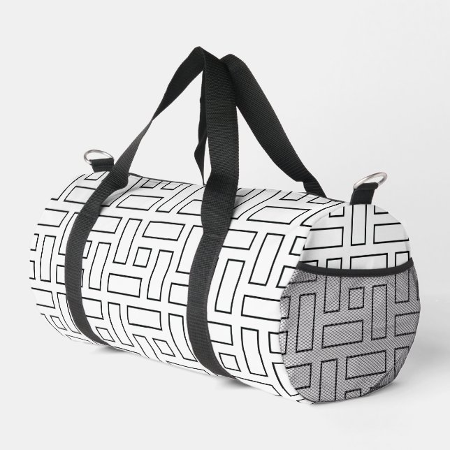 Sac De Sport Motif linéaire noir et blanc - blanc (Coin droit)