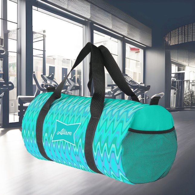 Sac De Sport Motif moderne zigzag - vagues turquoise (Créateur téléchargé)