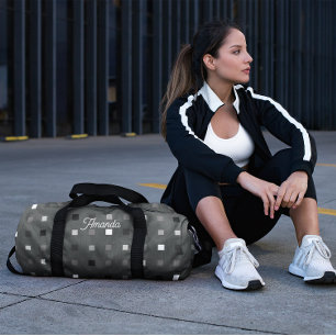 Sac De Sport Motif Noir et Gris à Pixels Ludiques