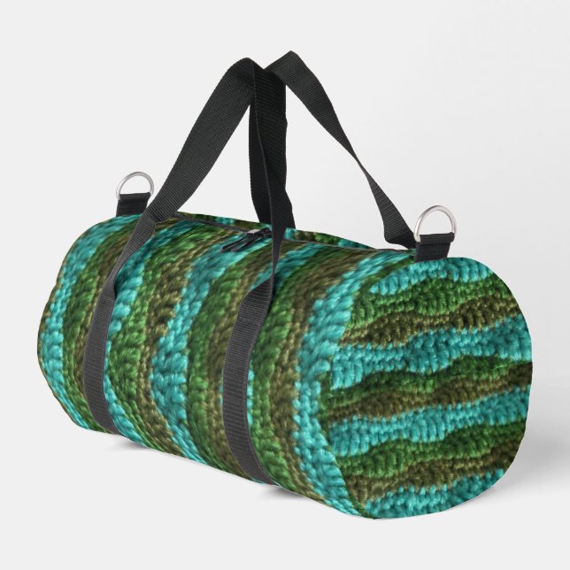 Sac de sport - Motif ondulé en verts (Coin gauche)