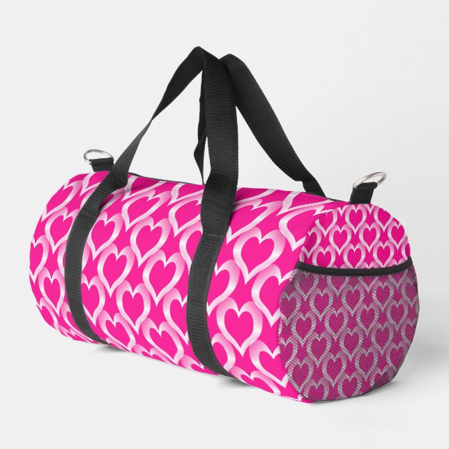 Sac De Sport Motif petits coeurs roses blancs (Coin droit)