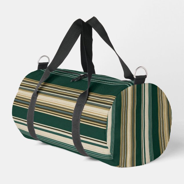 Sac De Sport Motif rayé vert et crème classique (Coin gauche)