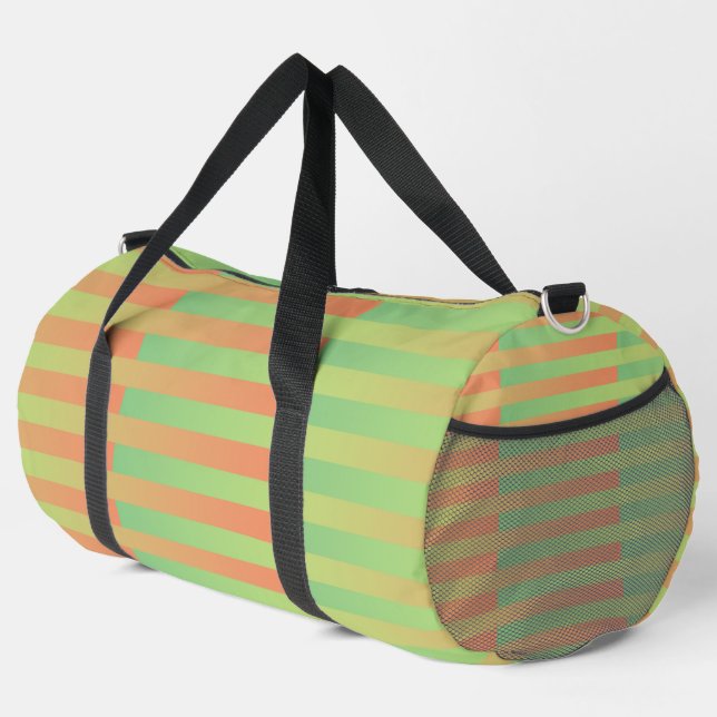 Sac De Sport Motif rayé vert orange grand (Coin droit)