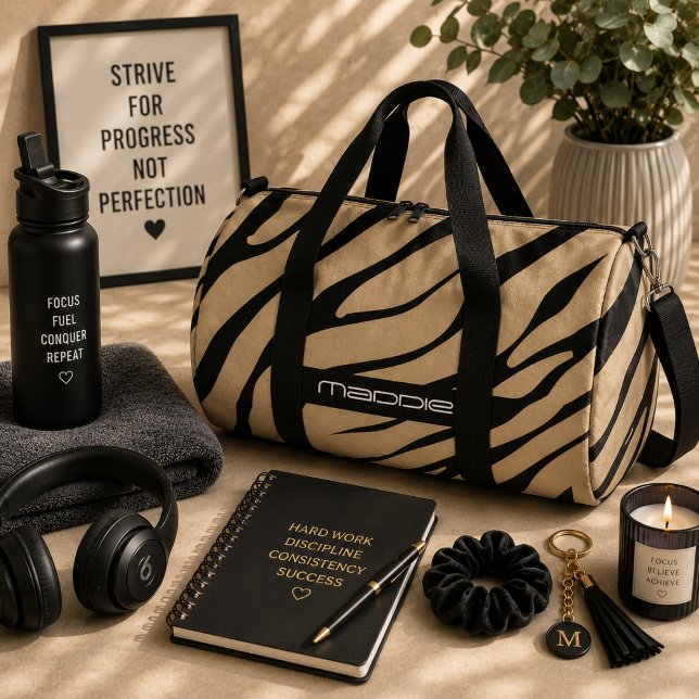 Sac De Sport Motif rayures zèbre doré  (Créateur téléchargé)