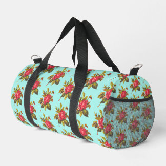 Sac De Sport Motif Rose Vintage et Mariage de Mariée Bleu Aqua