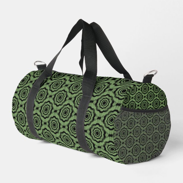 Sac De Sport Motif sans couture de fleurs noir vert (Coin droit)