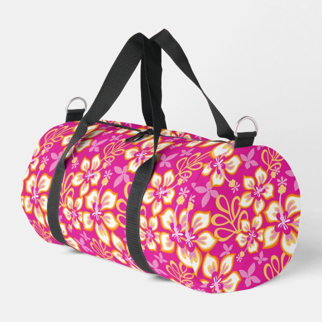 Sac De Sport Motif SURF JUNGLE EN ROSE CHAUDE (Coin gauche)