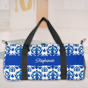 Sac De Sport Motif Toile de Jouy bleu avec monogramme