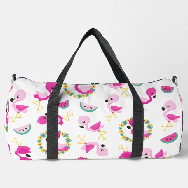 Sac De Sport Motif tropical, Flamants roses, pastèques, Fleurs (Recto)