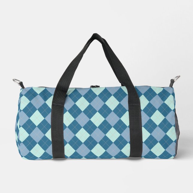 Sac De Sport Motif vintage Argyle bleu (Recto)