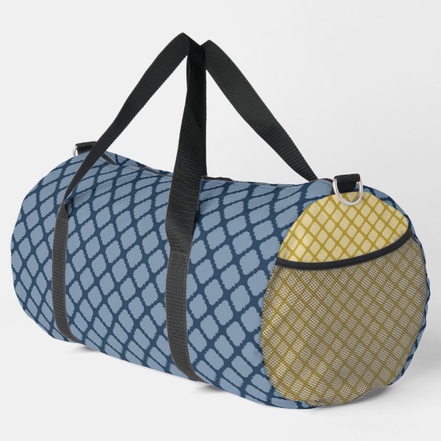 SAC DE SPORT MOTIFS MARINE BLUE & JAUNE DIAMOND (Coin droit)