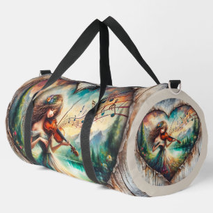 Sac De Sport Musique de violon Fille au cœur rustique Grande