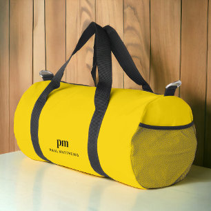 Sac De Sport Mustard Jaune Simple Minimale Monogramme et nom
