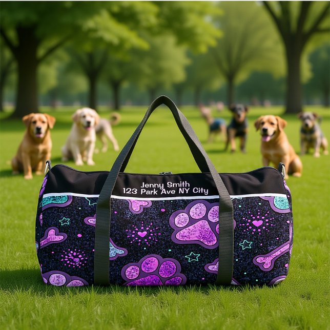 Sac De Sport Mystic Paw Print Heart Travel Monogram Personalize (Créateur téléchargé)