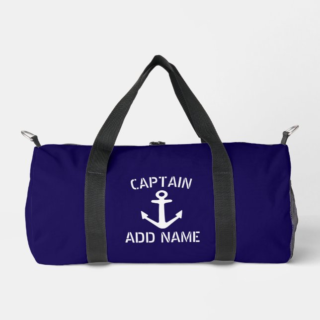 Sac De Sport Nautical navy blue and white boat anchor logo (Recto)