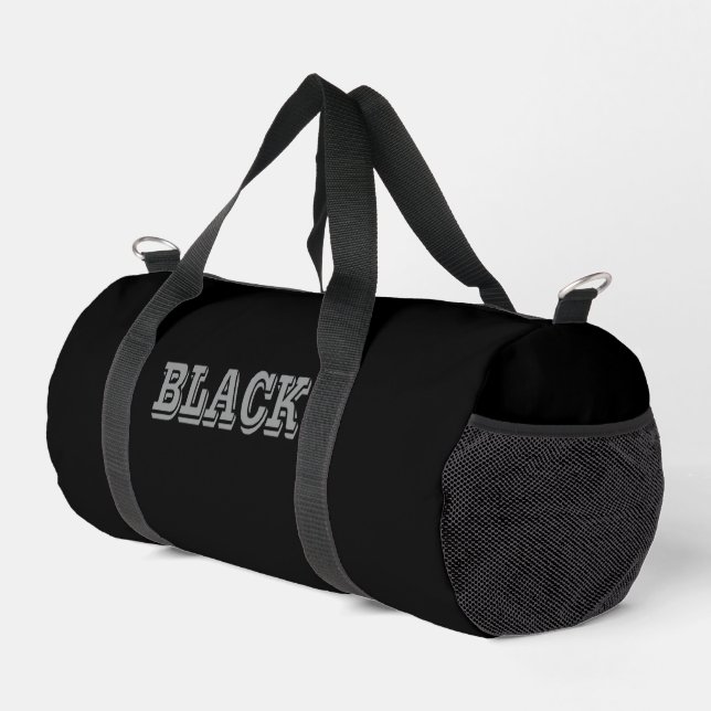Sac De Sport Noir Avec Texte Gris Sur Couleur Solide Noir (Coin droit)