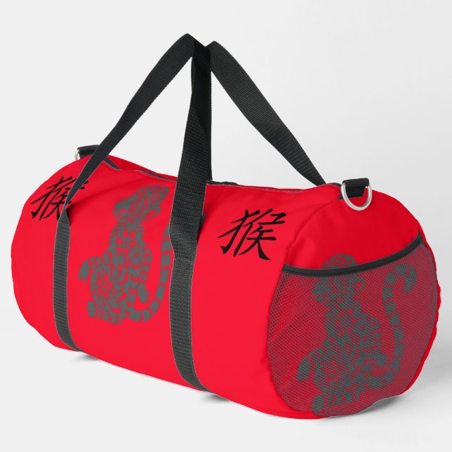 Sac De Sport Noir, Rouge, Gris, Année du singe Zodiaque chinois (Coin droit)