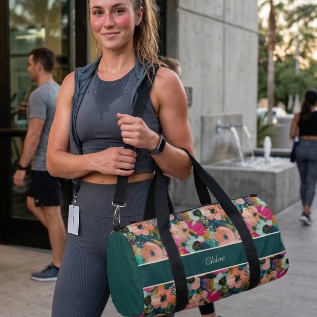 Sac De Sport Nom aquarelle florale  (Créateur téléchargé)