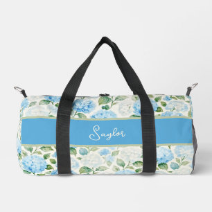 Sac De Sport Nom Aquarelle Hydrangea Bleue
