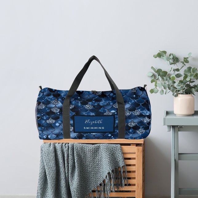 Sac De Sport Nom de l'écaille de sirène bleu marine (Créateur téléchargé)