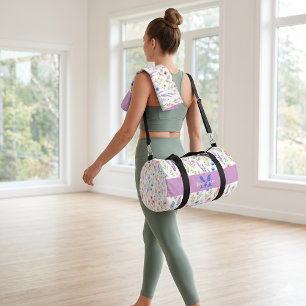 Sac De Sport Nom de monogramme floral aquarelle de fleur sauvag