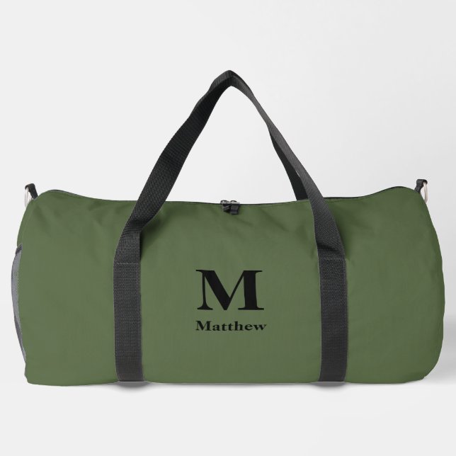 Sac De Sport Nom de monogramme personnalisé vert (Verso)