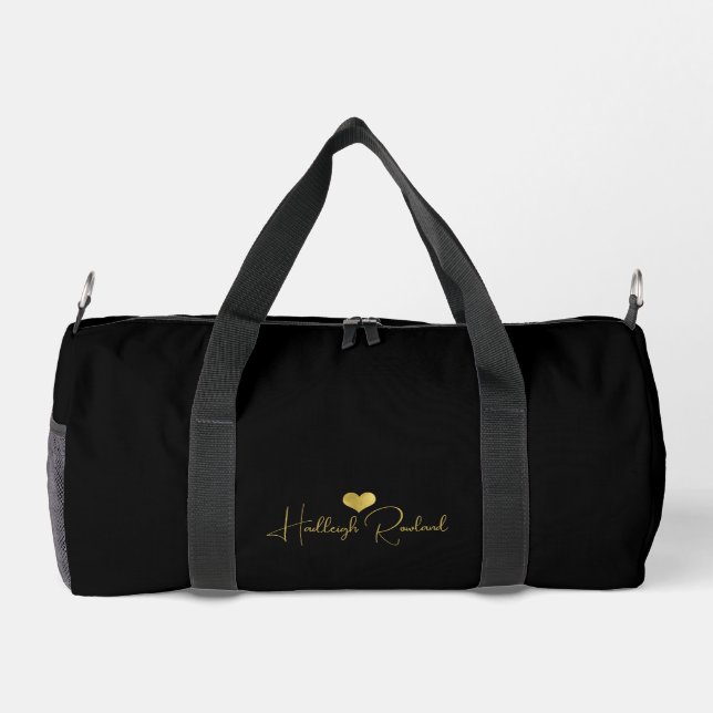 Sac De Sport Nom de script manuscrit moderne personnalisé noir (Verso)