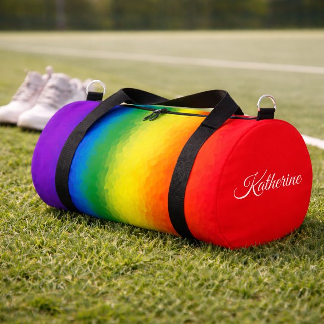 Sac De Sport Nom de script mosaïque arc-en-ciel moderne  (Créateur téléchargé)