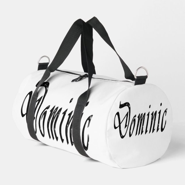 Sac De Sport Nom Domic étoilé noir et blanc, (Coin gauche)