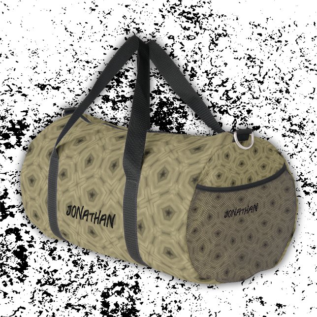 Sac De Sport Nom du monogramme motif noir et beige | (Créateur téléchargé)