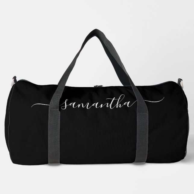Sac De Sport Nom élégant en écriture cursive noir et blanc (Recto)