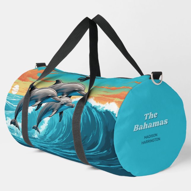 Sac De Sport Nom et emplacement personnalisés Dauphin (Coin gauche)
