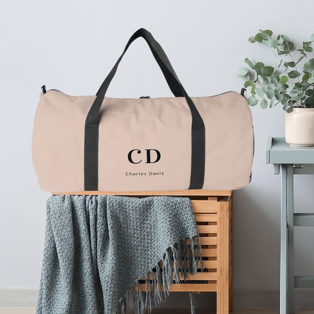 Sac De Sport Nom initial du monogramme beige (Créateur téléchargé)