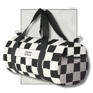 Sac De Sport Nom intemporel élégant à carreaux noir et blanc