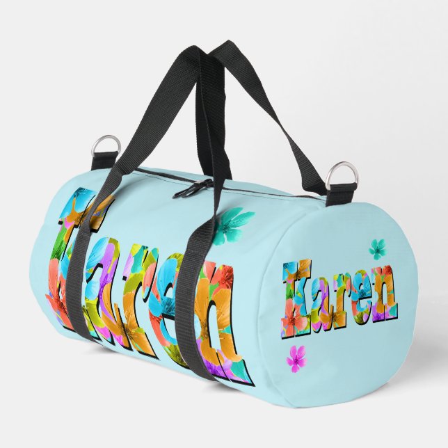 Sac De Sport Nom Karen avec des fleurs,   (Coin gauche)