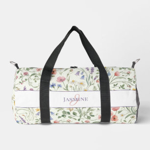 Sac De Sport Nom Monogramme Fleurs Motif Fleur Sauvage Gym Yoga