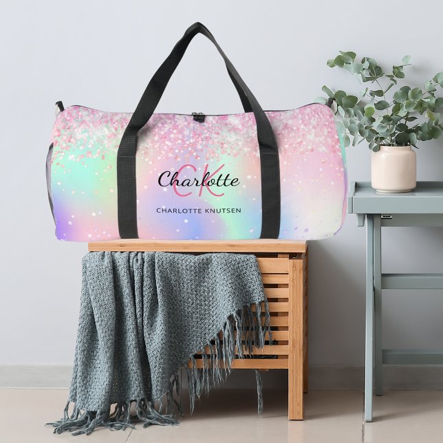 Sac De Sport Nom monographique en violet rose holographique (Créateur téléchargé)
