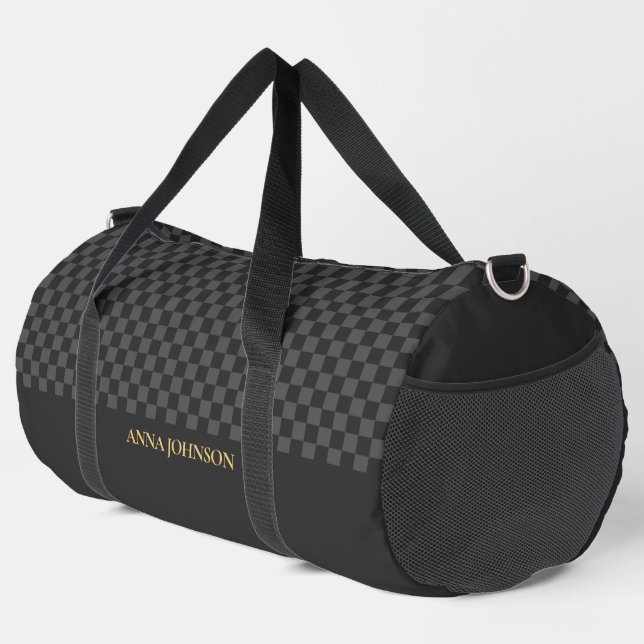 Sac De Sport Nom personnalisé À damiers Motif (Coin droit)