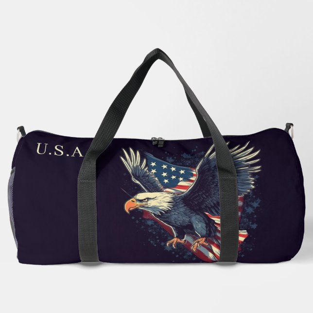 Sac De Sport Nom personnalisé Aigle américaine (Verso)