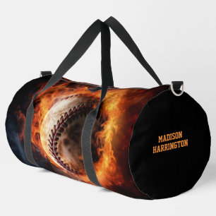 Sac De Sport Nom personnalisé Baseball en feu