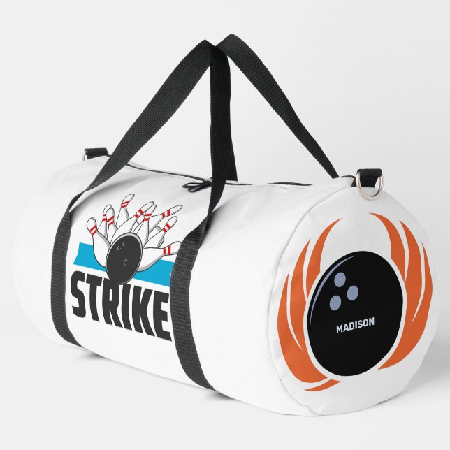 Sac De Sport Nom personnalisé Boule de Bowling avec flamme (Coin gauche)
