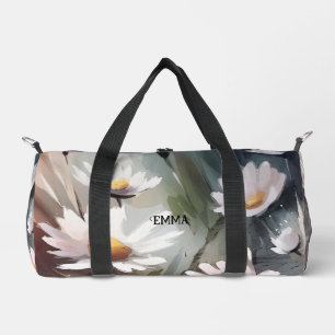 Sac De Sport Nom personnalisé du Motif de marguerites aquarelle