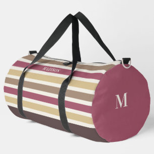 Sac De Sport Nom personnalisé et monogramme Retro Stripes Motif