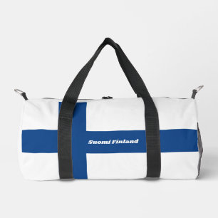Sac De Sport Nom personnalisé et texte drapeau finlandais