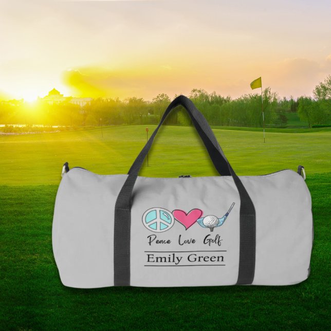 Sac De Sport Nom personnalisé Maman Paix Amour Golf Femme Golfe (Custom Name Mom Peace Love Golf Woman Golfer Duffle Bag)