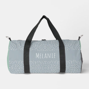Sac De Sport Nom personnalisé, mignonnes taches gris-bleu moder