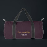 Sac De Sport Nom personnalisé moderne minimaliste bordeaux<br><div class="desc">Ajoutez votre nom et prénom sur ce design de fond bordeaux moderne minimaliste.</div>