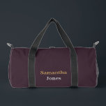 Sac De Sport Nom personnalisé moderne minimaliste bordeaux<br><div class="desc">Ajoutez votre nom et prénom sur ce design de fond bordeaux moderne minimaliste.</div>